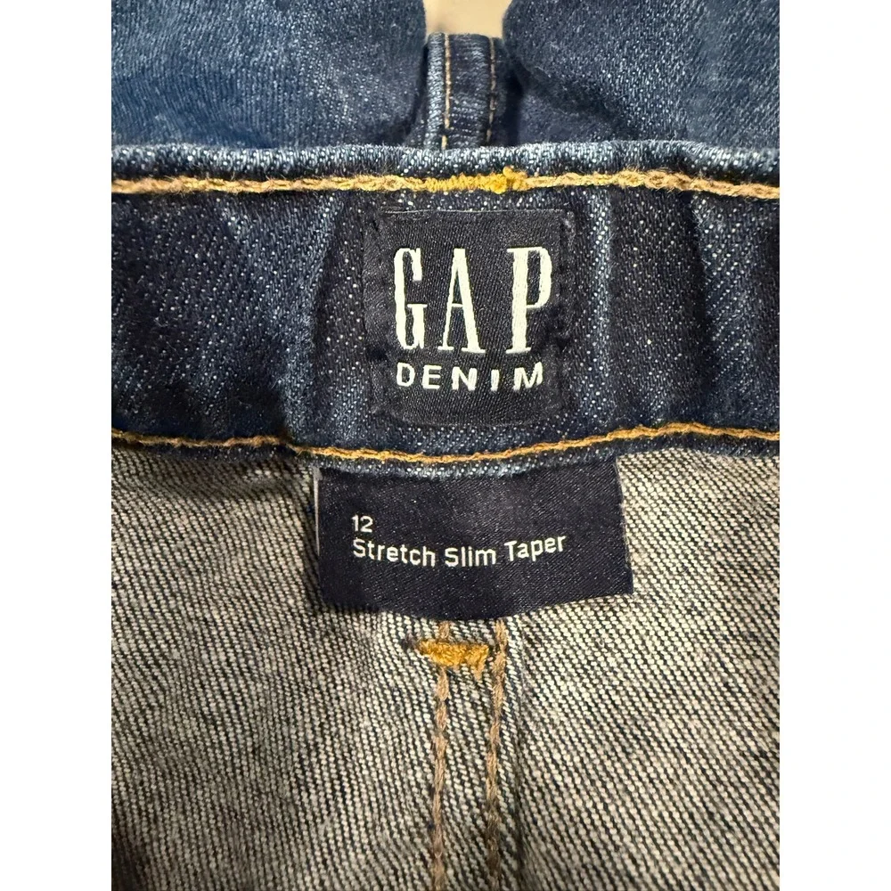 Gap Stretch Slim Taper Jeans Boys Size 12 Blue Excellent Medium Wash Denim